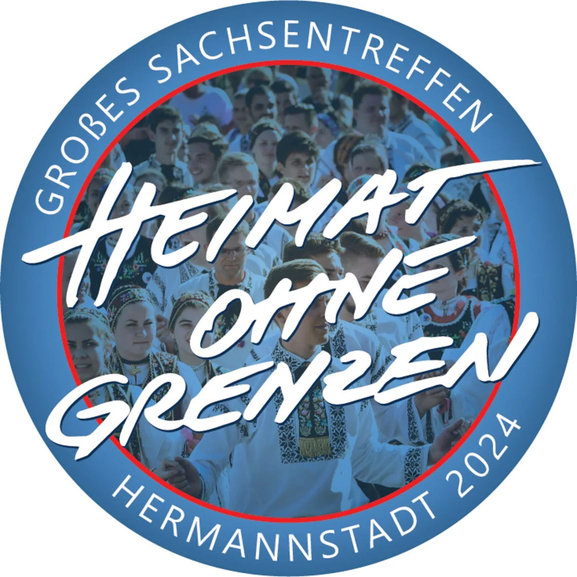 Festabzeichen des großen Sachsentreffen 2024 mit dem Motto "Heimat ohne Grenzen"
