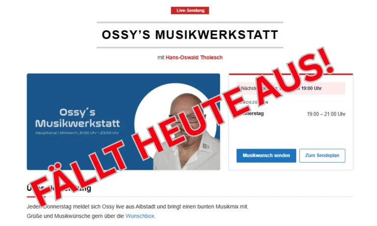 Bild zum Beitrag: Sendung fällt aus!