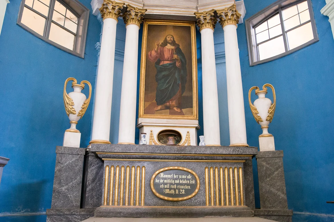 Innenraum der evangelischen Kirche in Leschkirch